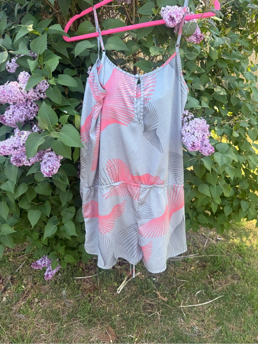 Prana Gray & Coral Spaghetti-Strap Romper